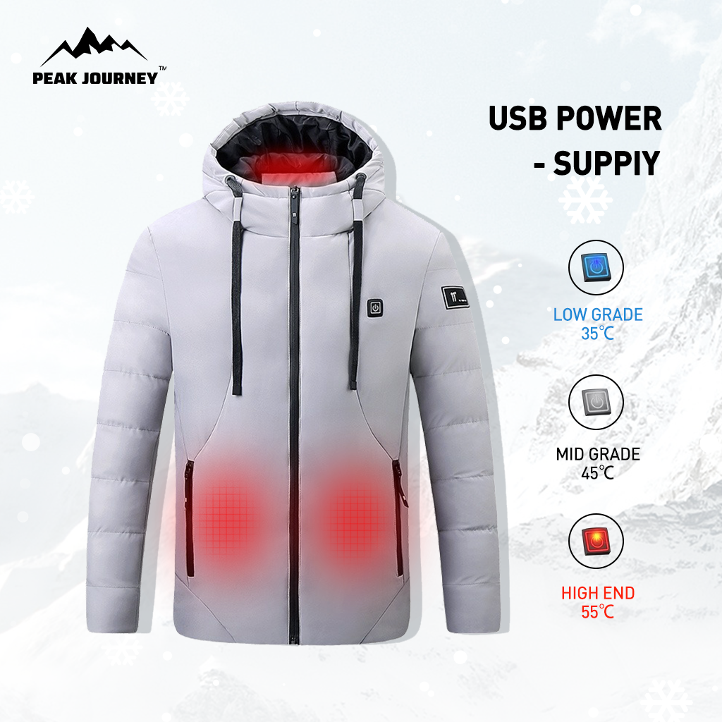 Fashionable Winter Leisure Thickened USB Dual Control Heated Cotton Jacket