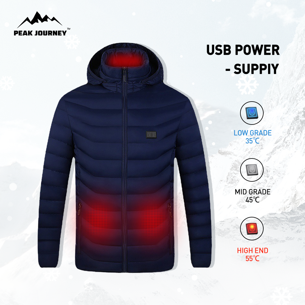 Elementi essenziali per l'inverno: giacca termica in cotone riscaldata tramite USB 