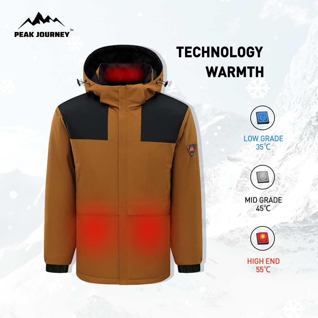 Outdoor Sports Hooded Jacket met Graphene Verwarming Technologie